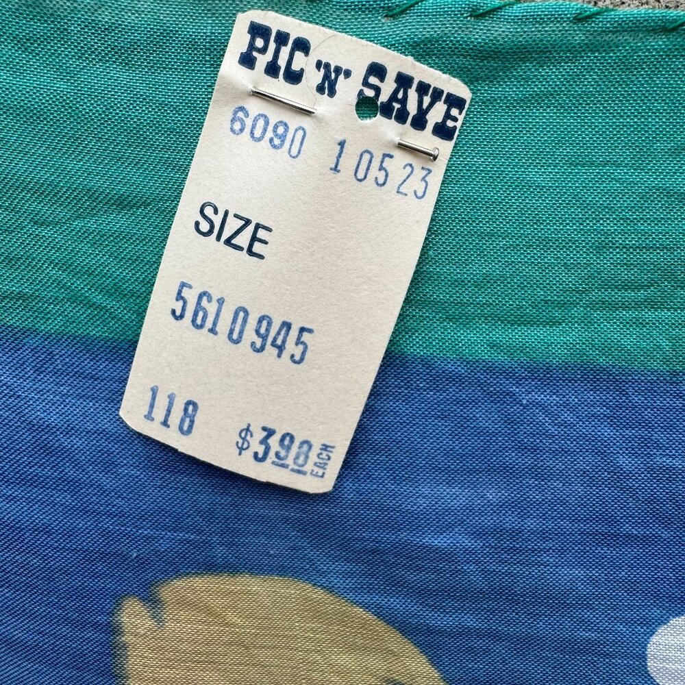 Pic N Save Vintage Hawaiian Square Floral Scarf Bold Yellow Pink‎ Blue Green - Picture 2 of 12